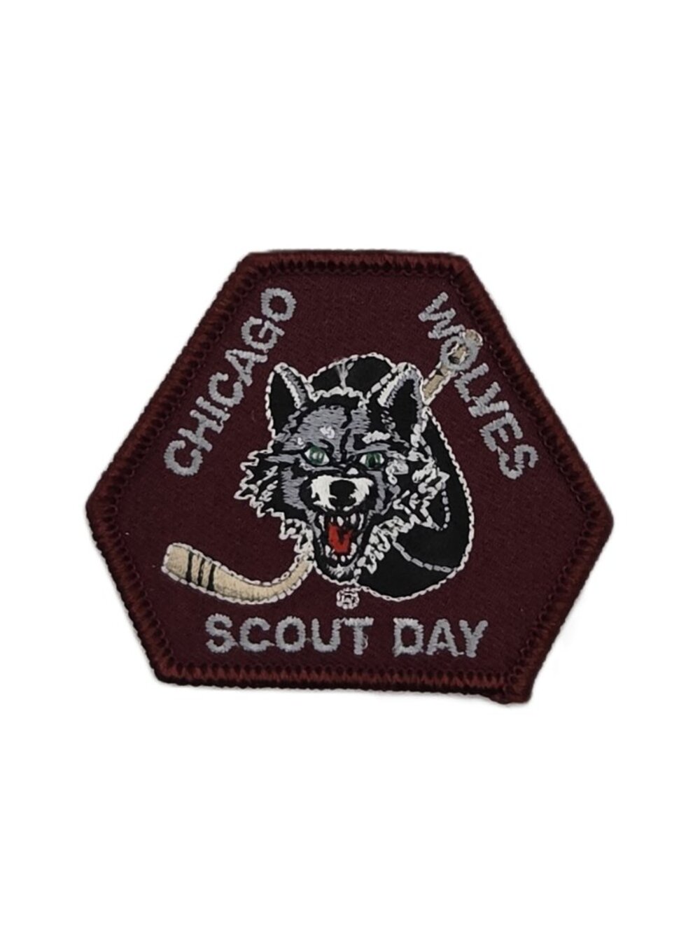 Chicago Wolves Scout Day Hockey Embroidered Patch Burgundy NOS 2.5 x 2.25